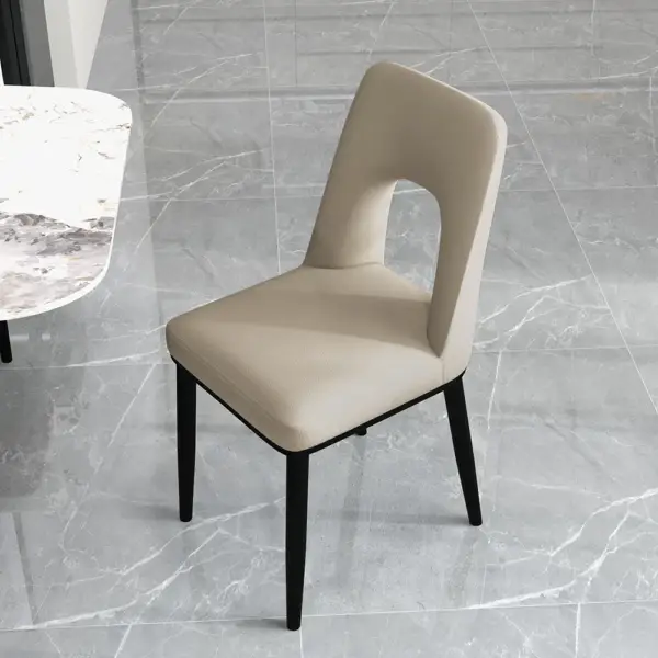 Modern Khaki Dining Chair Loop Backrest Armless Chair Carbon Steel in Black (Set of 2) - Image 4