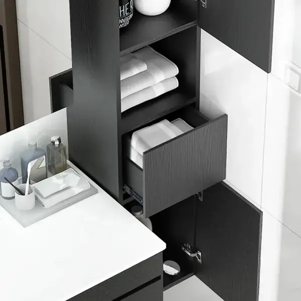 Modern Bathroom Cabinet with Drawers Wall Mounted Bathroom Cabinet with Doors with Shelf - Image 6