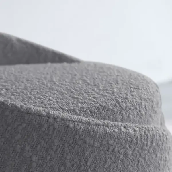 Modern Grey Round Lamb Wool Vanity Stool with Backrest - Image 8