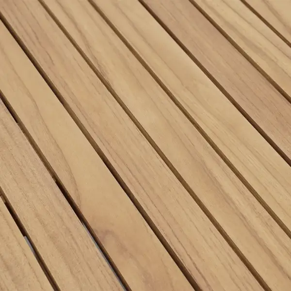 Modern Round Teak Wood 6 Person Outdoor Patio Dining Table in Natural - Image 4