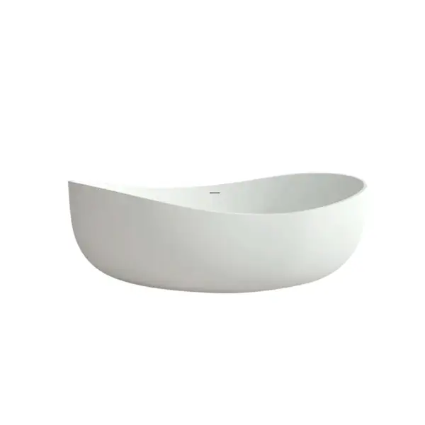 1785mm Contemporary Oval Freestanding Stone Resin Soaking Bath in Glossy White - Image 11