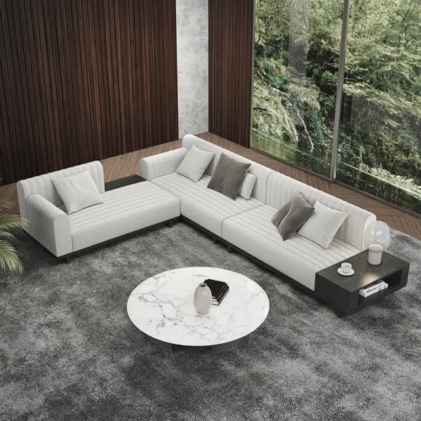 3980mm Modern Corner L-Shaped Sectional Sofa Cotton & Linen with Side Open Storage - Image 2