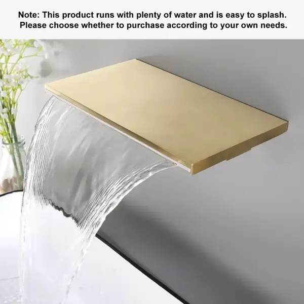 Waterfall Wall Mount Bathroom Basin Tap Single Knob Solid Brass Brushed Gold - Image 8