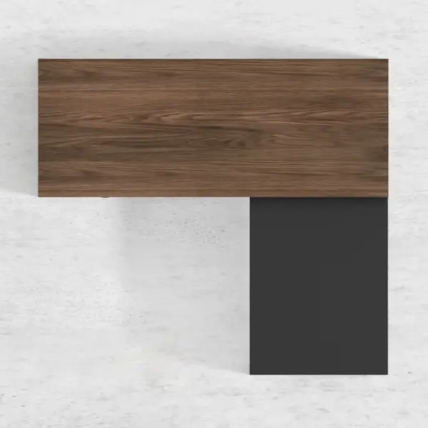 Modern Swivel Desk with Movable File Cabinet Black & Walnut L-Shaped Rotating Desk - Image 7