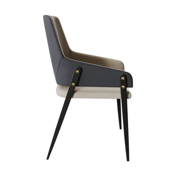 Modern Khaki PU Leather Upholstered Dining Chairs (Set of 2) with Solid Back - Image 10