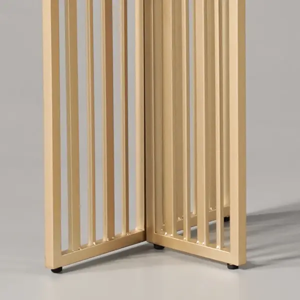 1600mm Modern White Metal Bar Height Table with Shelves & Storage in Gold - Image 8