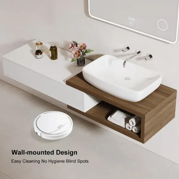 Modern Extendable Floating Bathroom Vanity Set Wall Mounted Vanity in White & Walnut - Image 10