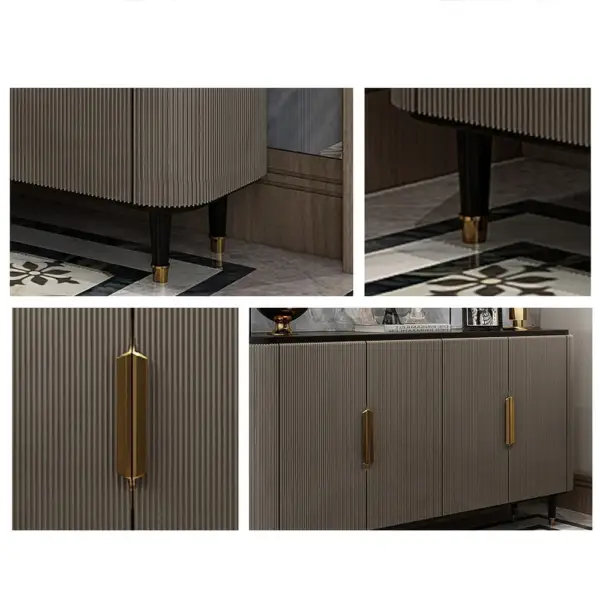 Modern Sideboard Buffet Black Kitchen Cabinet with 4 Doors in Gold - Image 7