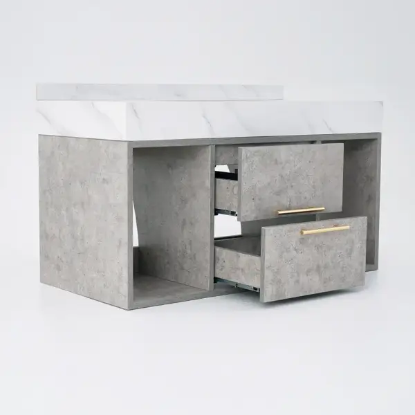 1000mm Grey Floating Bathroom Vanity with Stone Top Wall Mounted Cabinet - Image 8