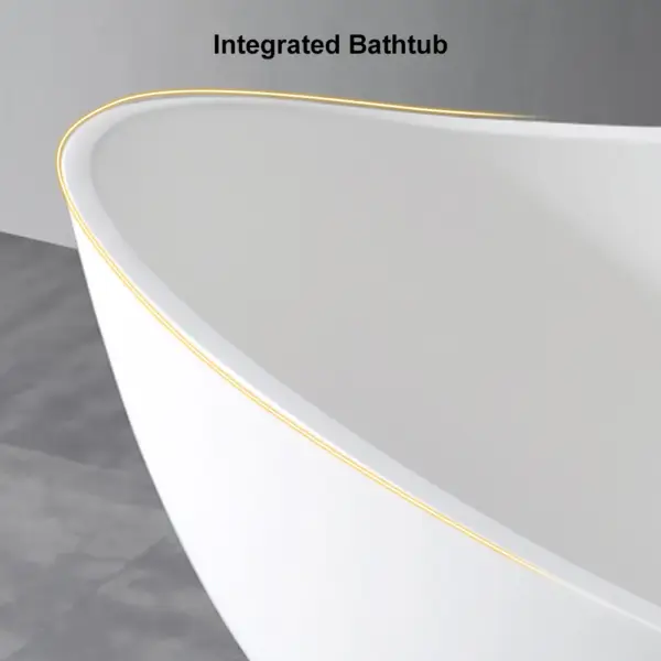 1785mm Contemporary Oval Freestanding Stone Resin Soaking Bath in Glossy White - Image 13