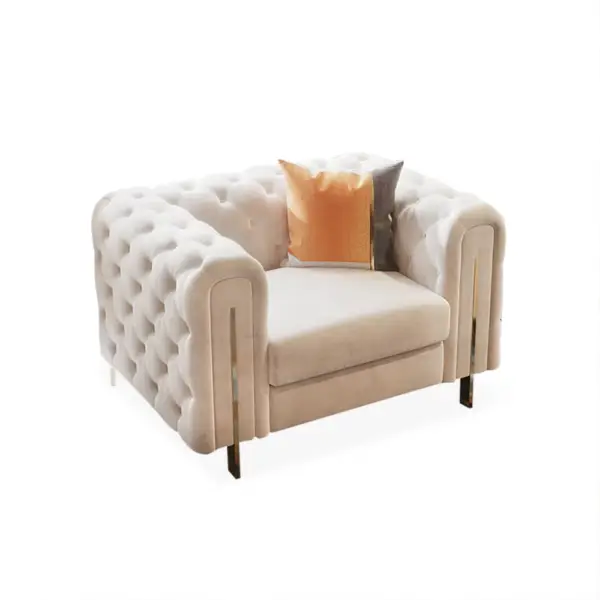 Taree Set of 2 2200mm Modern White Leath-aire Upholstered Sofa & Chair Living Room - Image 11
