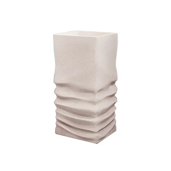 850mm Tall Japandi Stone Resin Pedestal Bathroom Basin Freestanding Basin in Beige - Image 8