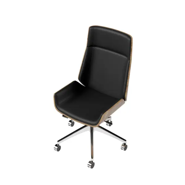 Black Faux Leather Office Chair Desk Chair with Wheels & Adjustable Height - Image 12