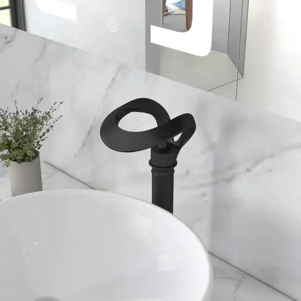 Modern Elegant Waterfall Bathroom Countertop Basin Tap Single Handle Solid Brass Black - Image 6