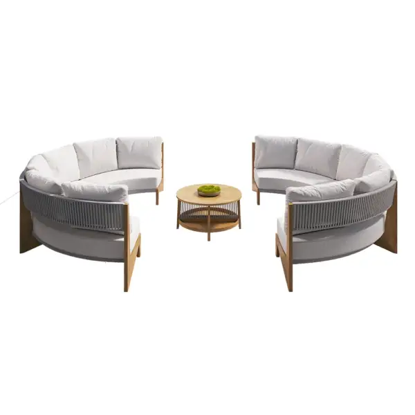 8 Pieces Farmhouse Curved Modular Outdoor Patio Sectional Sofa Set with Coffee Table - Image 12