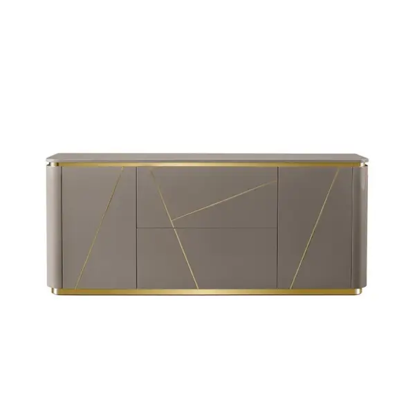 Janice Grey Sideboard Buffet with Drawer & Shelves Gold Sideboard Cabinet - Image 7
