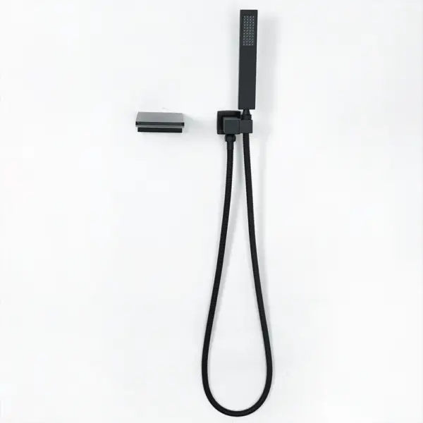 Wall Mounted Waterfall Bath Filler Mixer Tap Matte Black with Hand Shower - Image 7