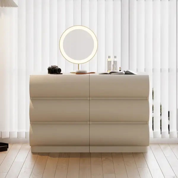 Humply Modern White Leather 6 Drawer Dresser Chest with Storage Cabinet - Image 2