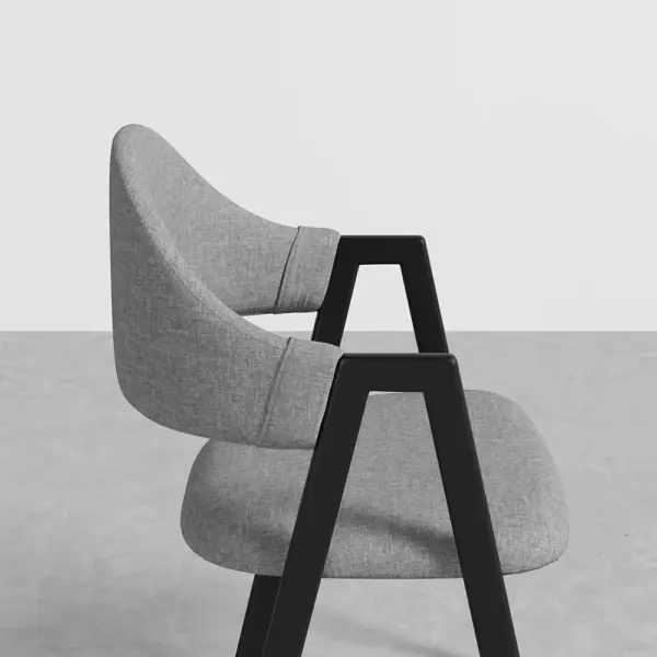 Gray Linen Upholstered Dining Chair Curved Back Chair Set of 2 - Image 13