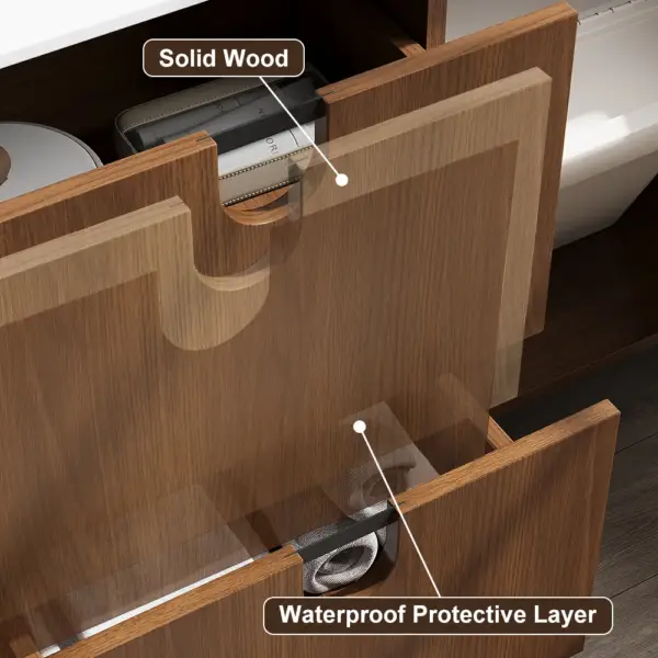 1500mm Teak Wood Freestanding Double Bathroom Vanity with Top Vessel Sink - Image 9