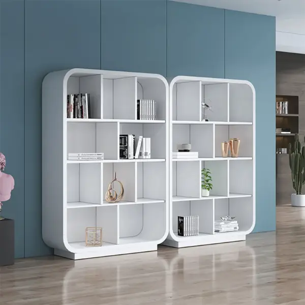 Chicent 2000mm Modern White Bookshelf 4-Tier Standard Bookcase with Rich Storage - Image 6