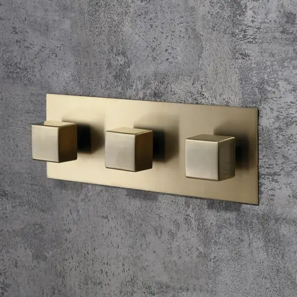 Moda Wall-Mounted 250mm Shower Set in Brushed Gold Rainfall 3 Function Solid Brass - Image 5