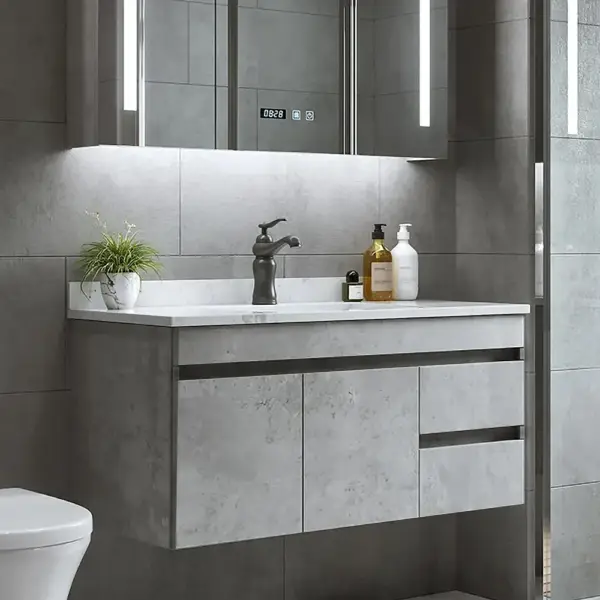 900mm Floating Bathroom Vanity with Faux Marble Countertop Basin Wall Mounted