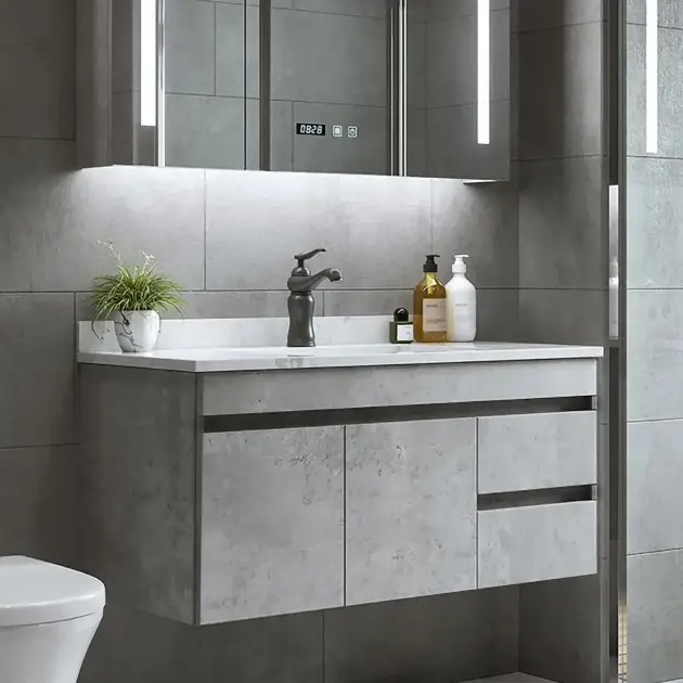 900mm Floating Bathroom Vanity with Faux Marble Countertop Basin Wall Mounted