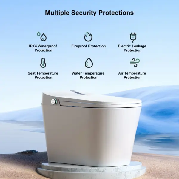 White Smart Toilet One-Piece Square with Intelligent Automatic Cover and Remote Control - Image 11