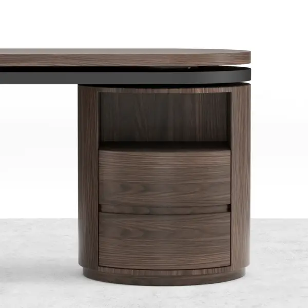 Modern L Shaped Desk in Walnut with 1 Cabinet & 2 Drawers 1520mm Executive Office Desk - Image 10