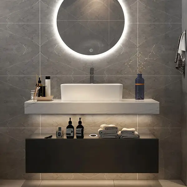 1000mm Modern Floating Bathroom Vanity Set With Single Basin White and Black