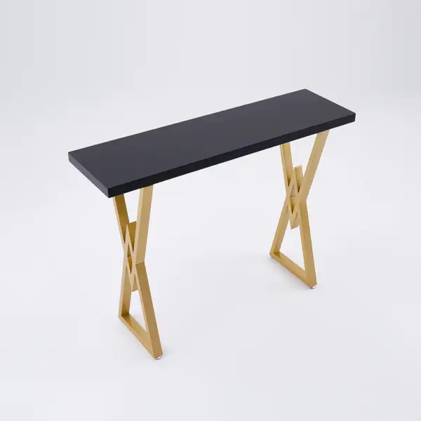 Black Rectangular Bar Height Pub Table Dining Table for Breakfast Nook Solid Wood X Base - Image 6
