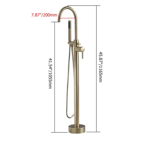 Brewst Freestanding Single Lever Handle Bath Filler Tap with Handshower Solid Brass - Image 12