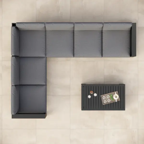 7 Pieces Modern L Shape Patio Outdoor Sectional Sofa Set with Coffee Table in Gray for 6 - Image 3