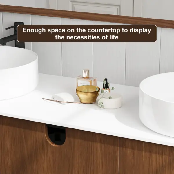 1500mm Teak Wood Freestanding Double Bathroom Vanity with Top Vessel Sink - Image 7