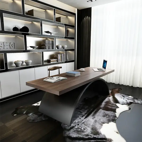 1800mm Industrial Rectangular Writing Desk Solid Wood Metal Base Office Desk - Image 4