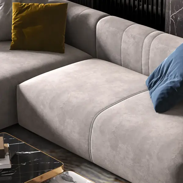 Veln 2800mm L-Shape Grey Velvet Upholstered Sectional Sofa with Left Chaise - Image 8