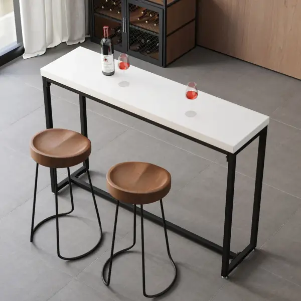 1500mm Industrial Rectangular White Bar Height Table Dining Table for Breakfast Nook