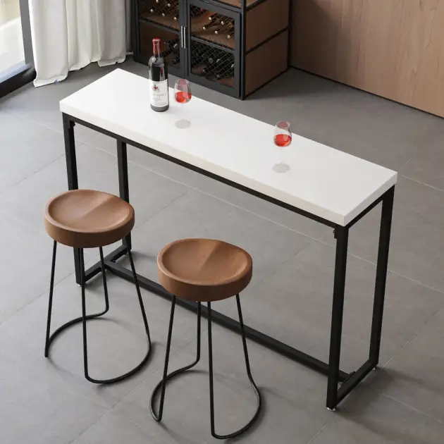 1500mm Industrial Rectangular White Bar Height Table Dining Table for Breakfast Nook