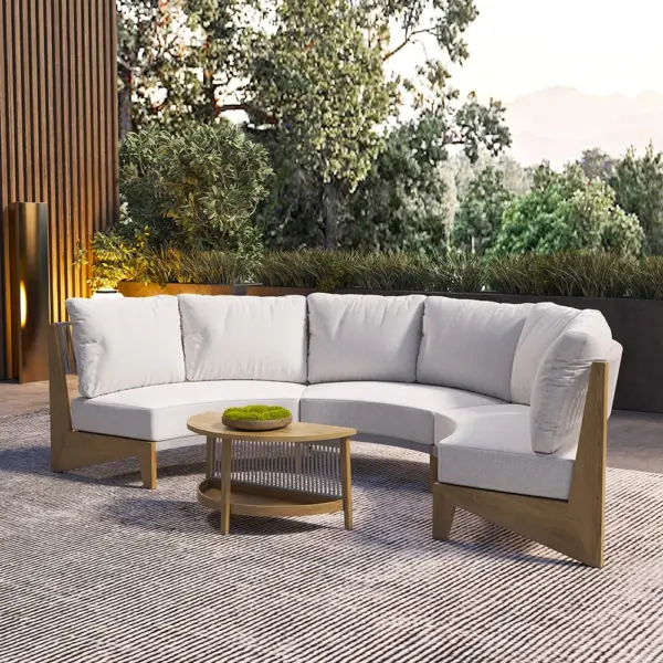 8 Pieces Farmhouse Curved Modular Outdoor Patio Sectional Sofa Set with Coffee Table - Image 7