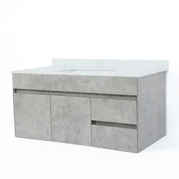900mm Floating Bathroom Vanity with Faux Marble Countertop Basin Wall Mounted - Image 16