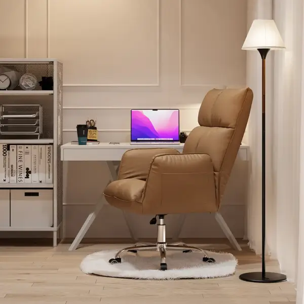 Modern PU Leather Task Chair Upholstered Swivel Office Chair Height Adjustable - Image 4