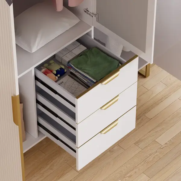 Aro Modern 3 Door Mirrored Armoire Dresser with Shelves & Drawers Tall Wardrobe Closet - Image 7