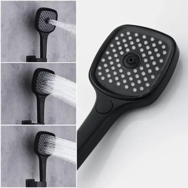 Wall-Mounted 500mm Shower Set Rainfall 4 Functions Thermostatic in Matte Black - Image 7