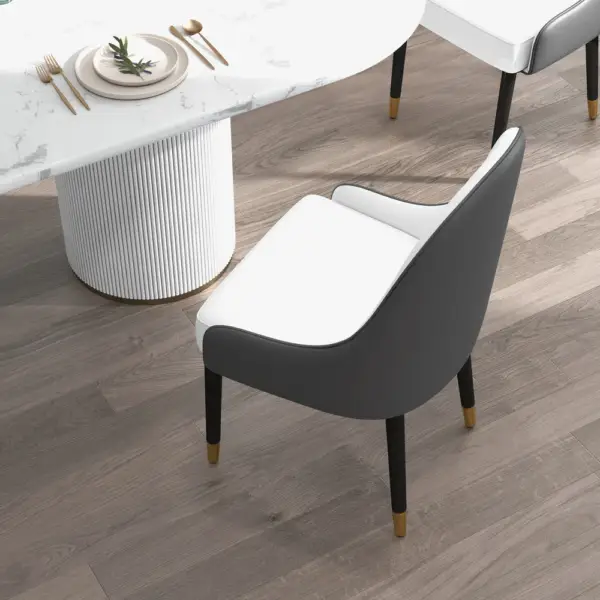 Darg Modern PU Leather Dining Chairs Set of 2 in White & Grey with Metal Legs - Image 13