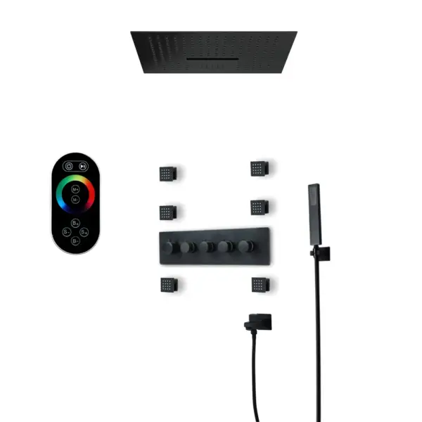 Wall-Mounted Shower Set in Black 4 Function Thermostatic Shower Mixer - Image 7
