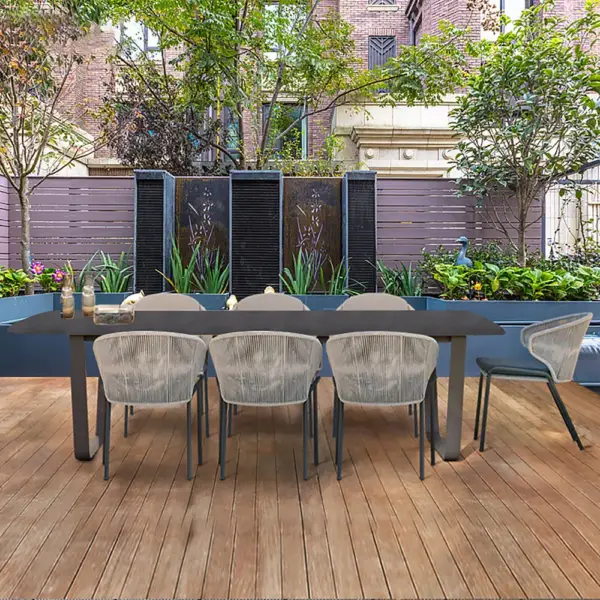 7-Pieces Woven Rattan Outdoor Patio Dining Set with Rectangle Table and 6 Armchairs - Image 3