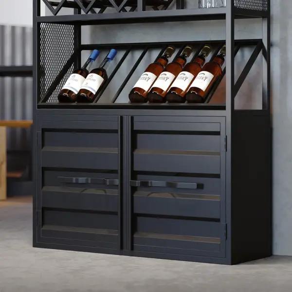 1800mm Industrial Standing Wine Rack Glass Rack in Black - Image 4