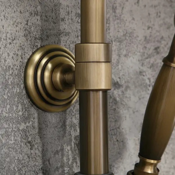 Antique Brass Single Lever Exposed Rain Shower System with Hand Shower & Bath Filler - Image 2