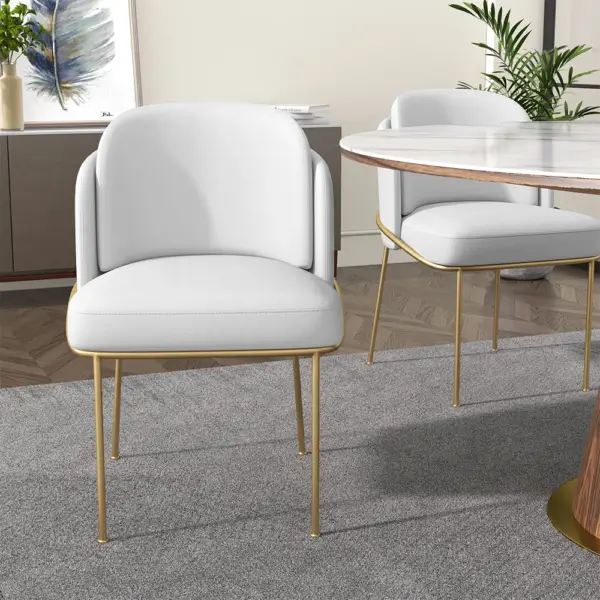 Mid-Century Modern 7 Piece Dining Room Sets 1200mm Round Dining Table White 6 Chairs - Image 8